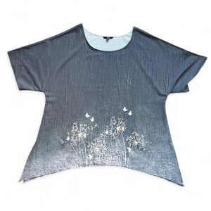 Oversized Dandelion Graphic Tunic XL,  Boho Neutral Flowy Blouse